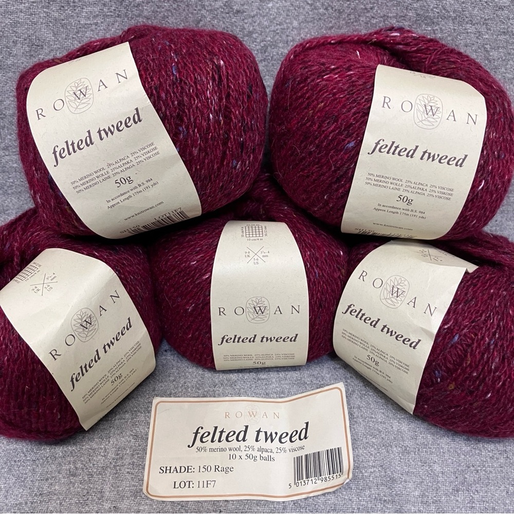 NEW Rowan Felted Tweed Alpaca Wool Blend Shade 150 Rage Red Dye Lot 11F7 Lot 5